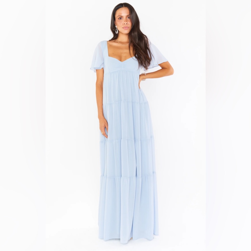 Show Me Your MuMu Light Blue Tiered Maxi Dress